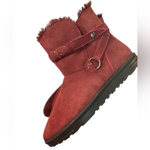 Abeo REGINA Neutral Support Shearling Ankle Boots winter warm comfort Burgundy